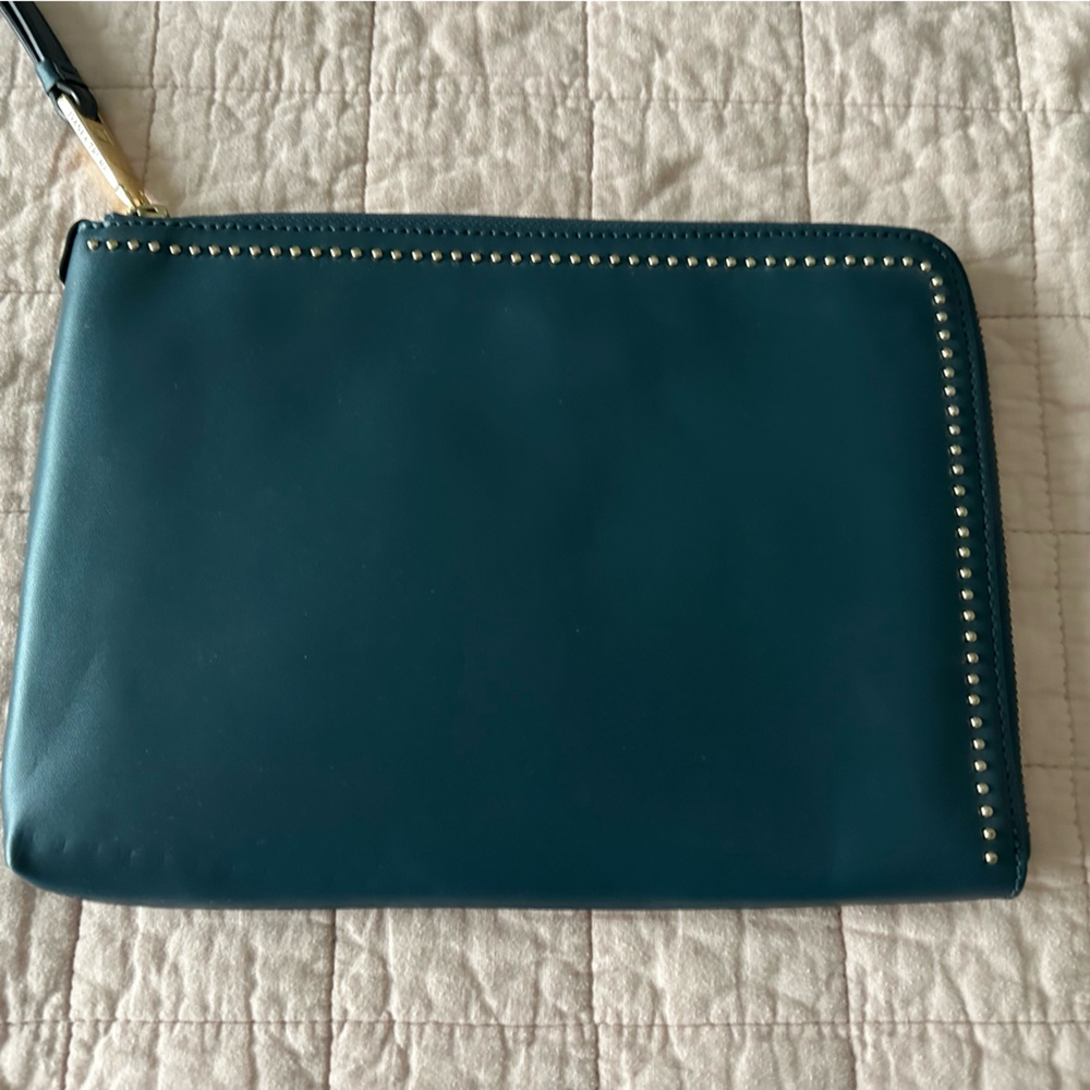 Ivanka Trump Teal Clutch with Studded Detail.